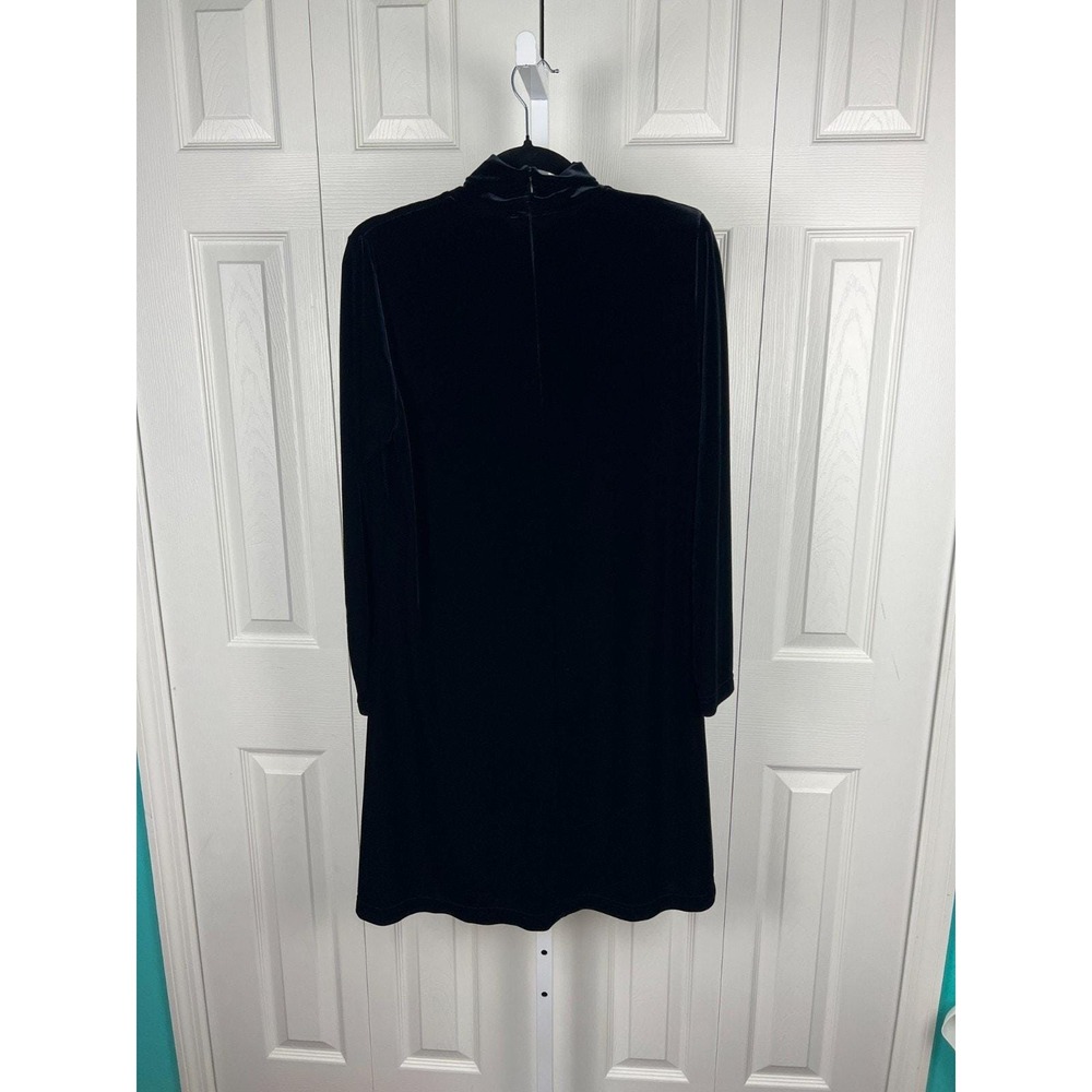 90s Minimalist Black Velvet Mock Neck Dress Goth Grunge Large‎ - Picture 4 of 5